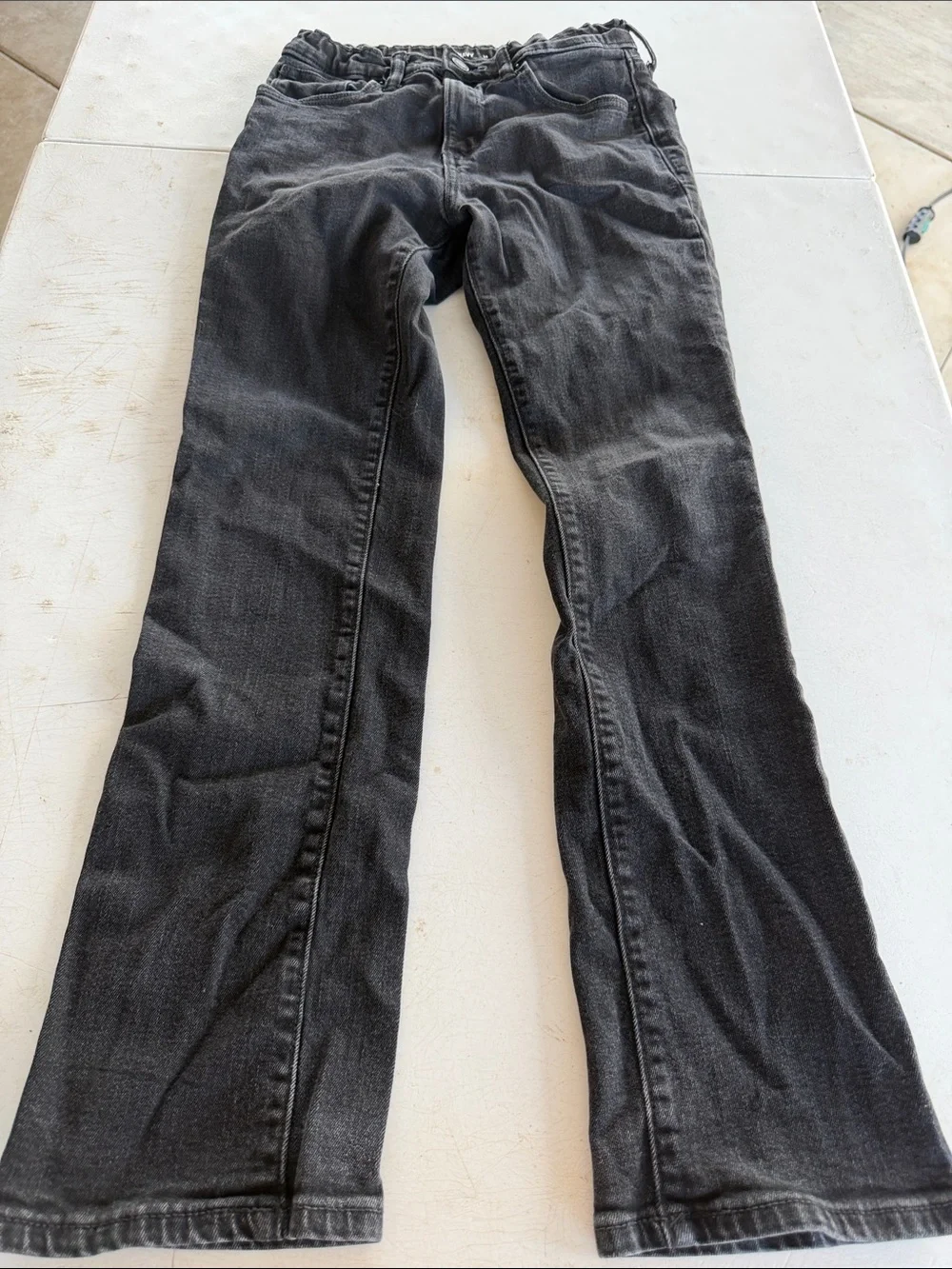 Old Navy Straight Charcoal Black Straight Jeans With Adjustable Waist